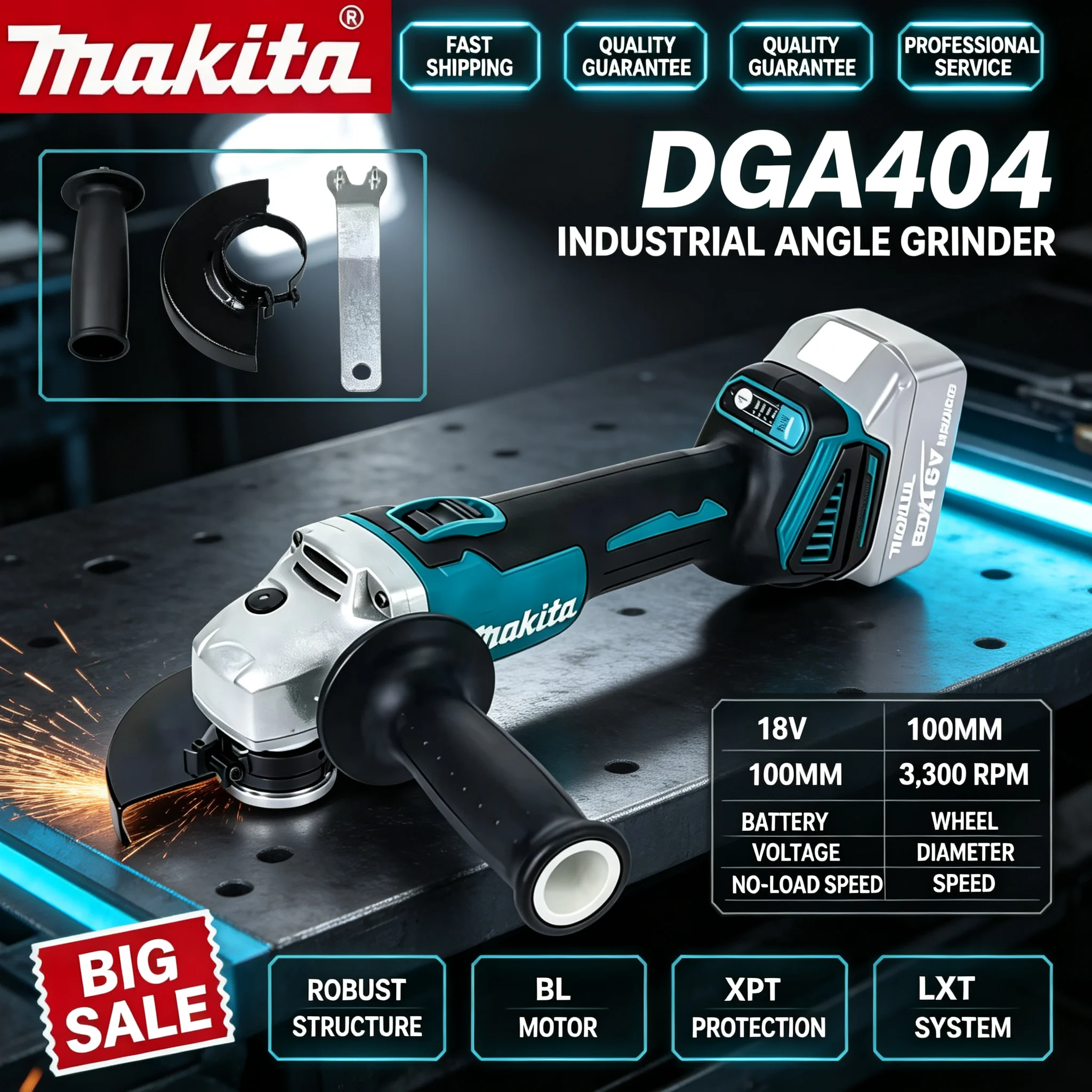Makita DGA404 Rechargeable Bru - огляд і ціна Brushless Angle Grinder Battery Powered