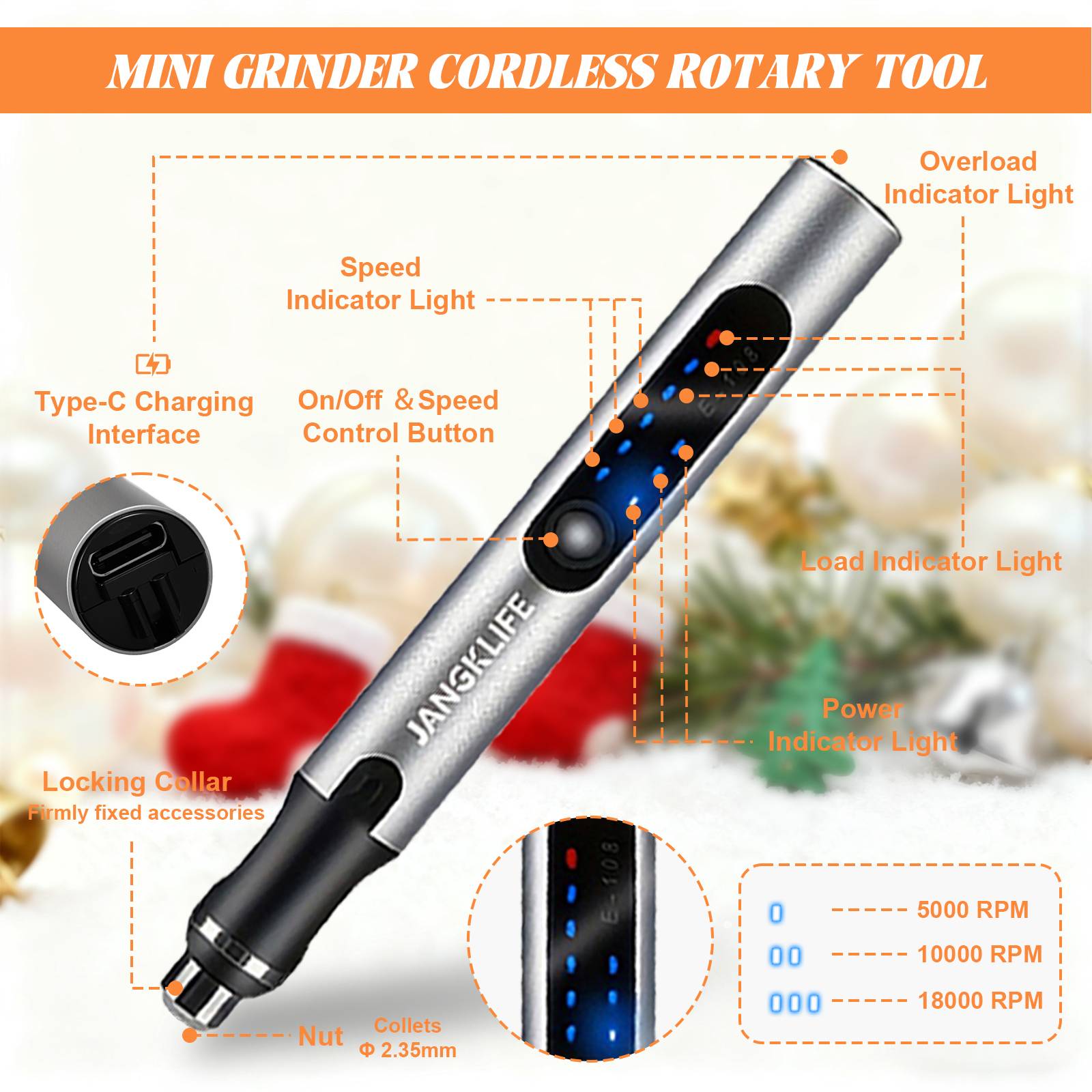 JANGKLIFE USB Cordless Rotary  - огляд і ціна Cordless Rotary Tool Kit Accessories