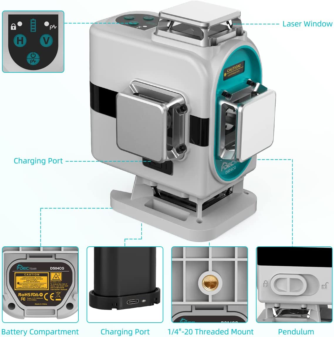 DS04CG Self-Leveling 16 Cross  - огляд і ціна Laser Level 16 Lines 4D Green