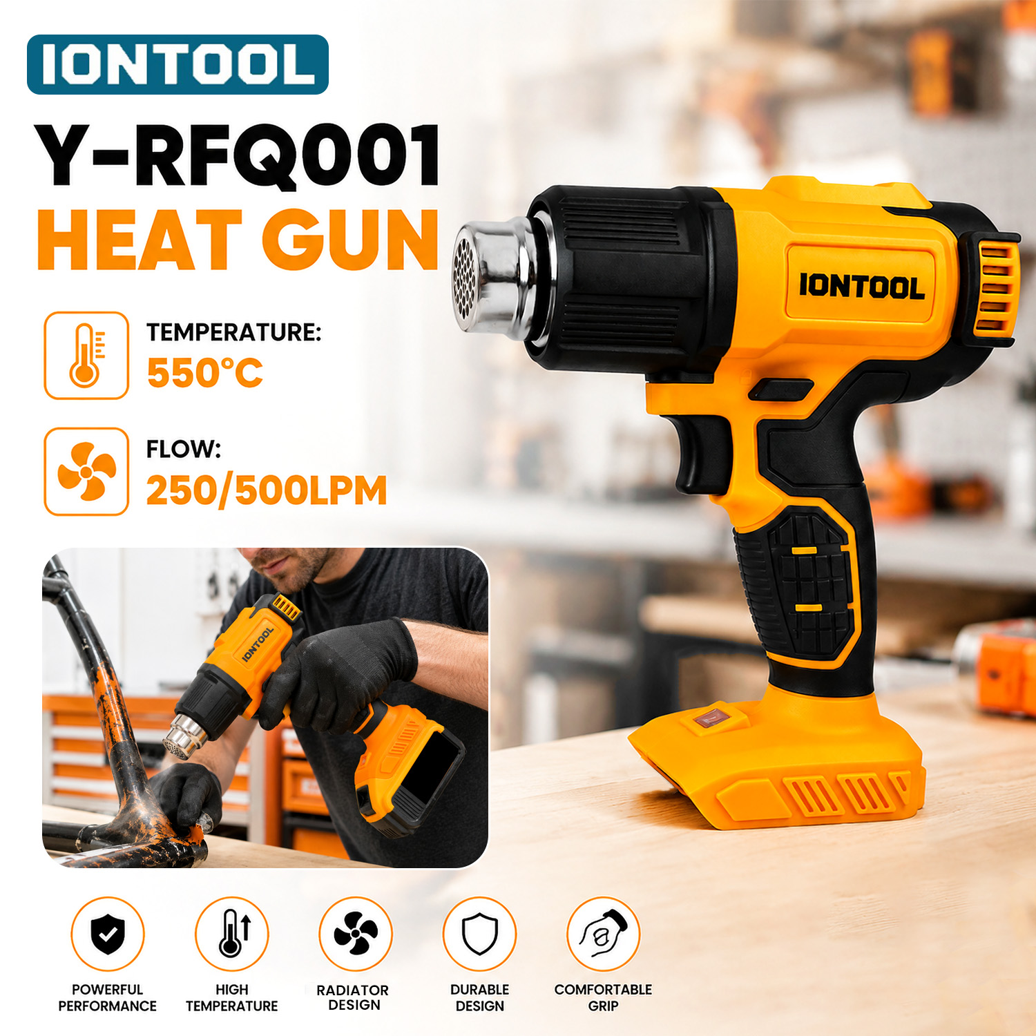 IONTOOL Yellow Cordless Heat G - огляд і ціна Cordless Heat Gun For Shrink Tubing