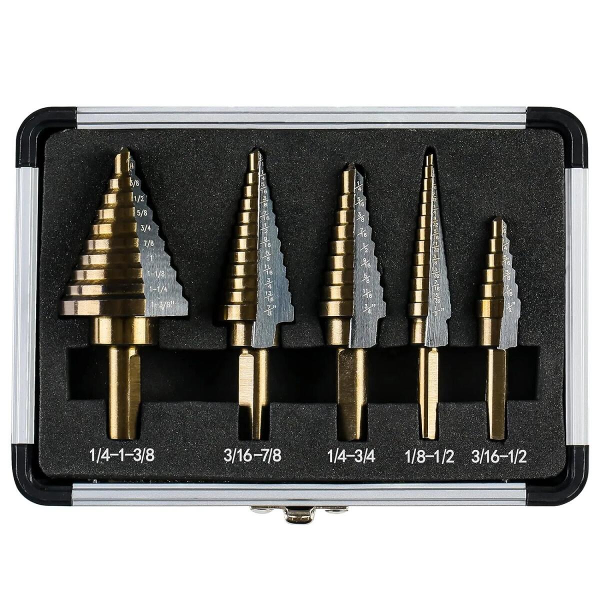 5pcs  Cobalt Step Drill Bit Se - огляд і ціна Hardware