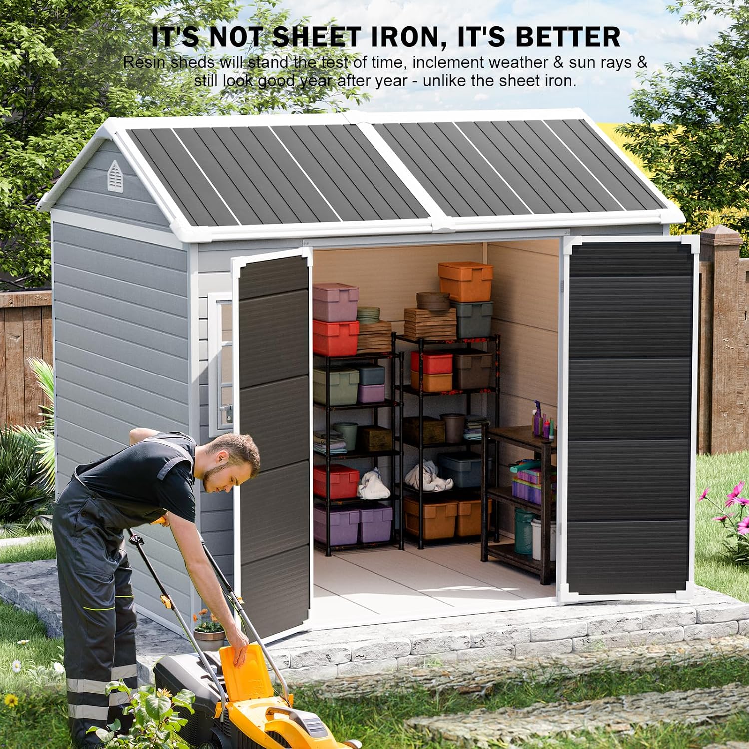 Resin Storage Shed w/Floor & O - огляд і ціна Garden Tools