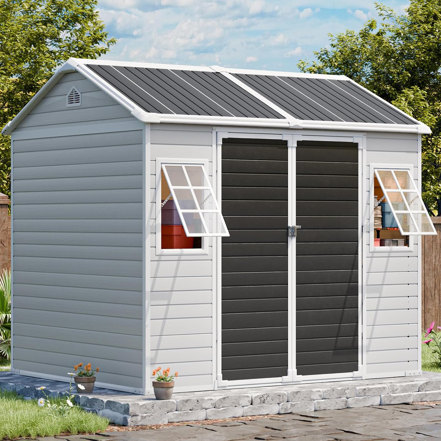 Resin Storage Shed w/Floor & O - огляд і ціна Garden Tools