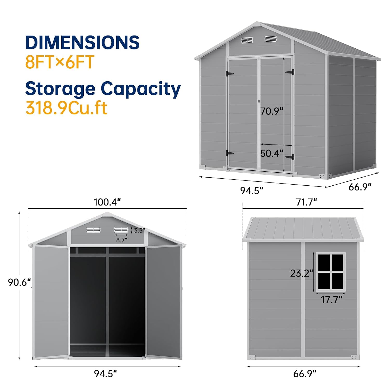 8x6 FT Outdoor Storage Shed wi - огляд і ціна Garden Tools