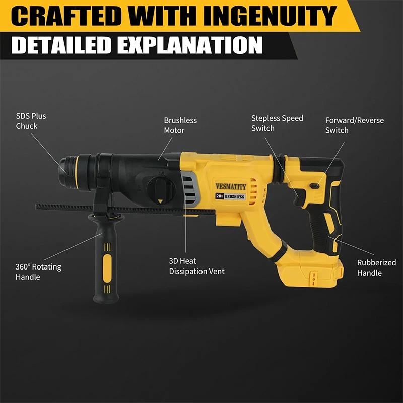 Vesmatity Brushless Cordless H - огляд і ціна Brushless Cordless Electric Drill 18V