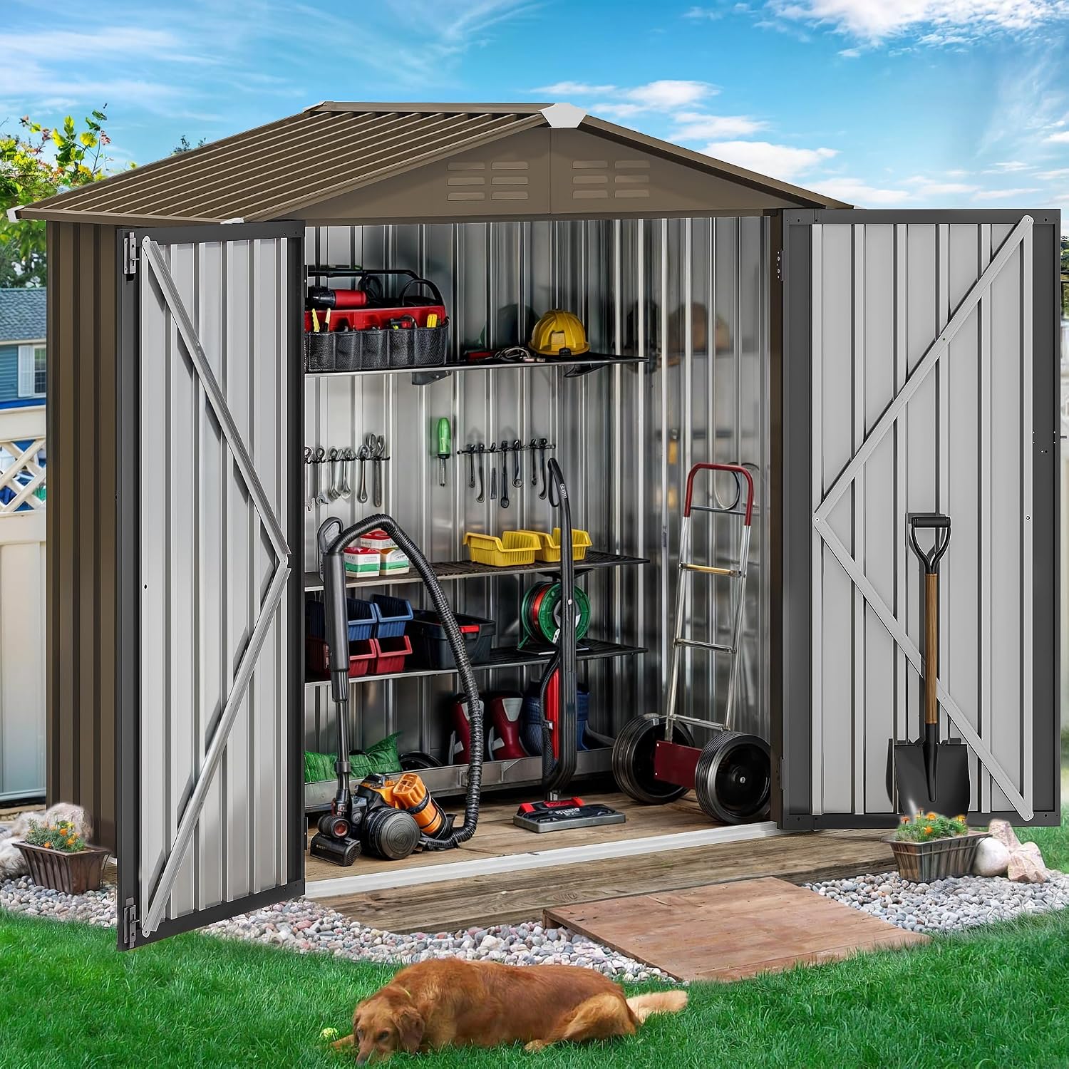 6x4ft Metal Outdoor Storage Sh - огляд і ціна Garden Tools