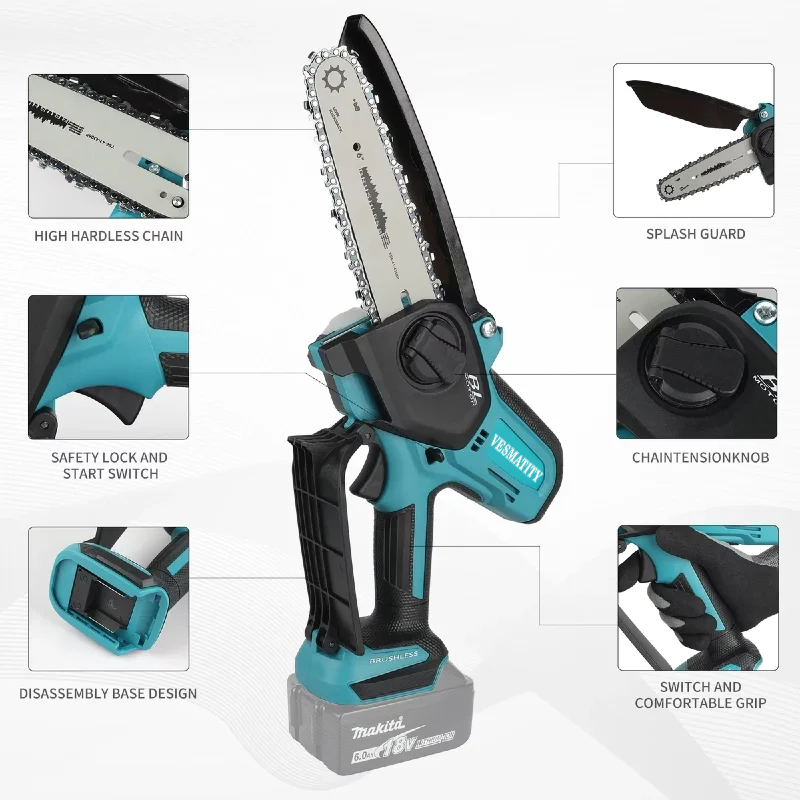 VESMATITY 6 Inch Cordless Elec - огляд і ціна Mini Electric Chainsaw 6 Inch