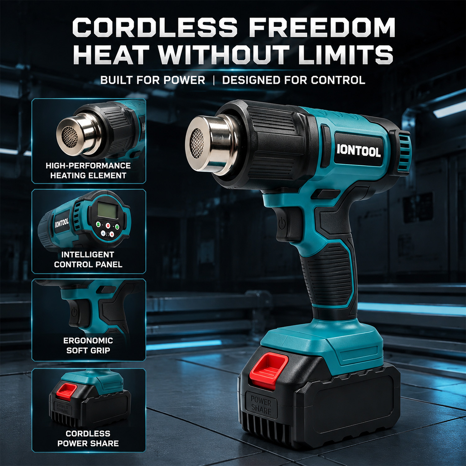 IONTOOL 550℃ 250/500LPM Cordle - огляд і ціна Cordless Heat Gun For Shrink Tubing