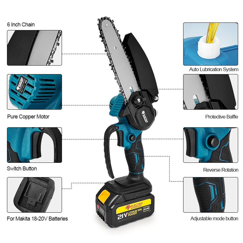 1700RPM 6 Inch Mini Cordless E - огляд і ціна Mini Electric Chainsaw 6 Inch