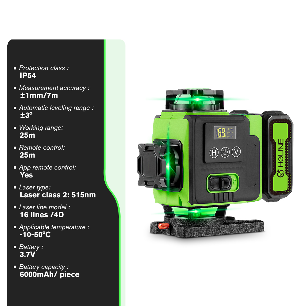 4D 16-line laser level, self-l - огляд і ціна Laser Level 16 Lines 4D Green