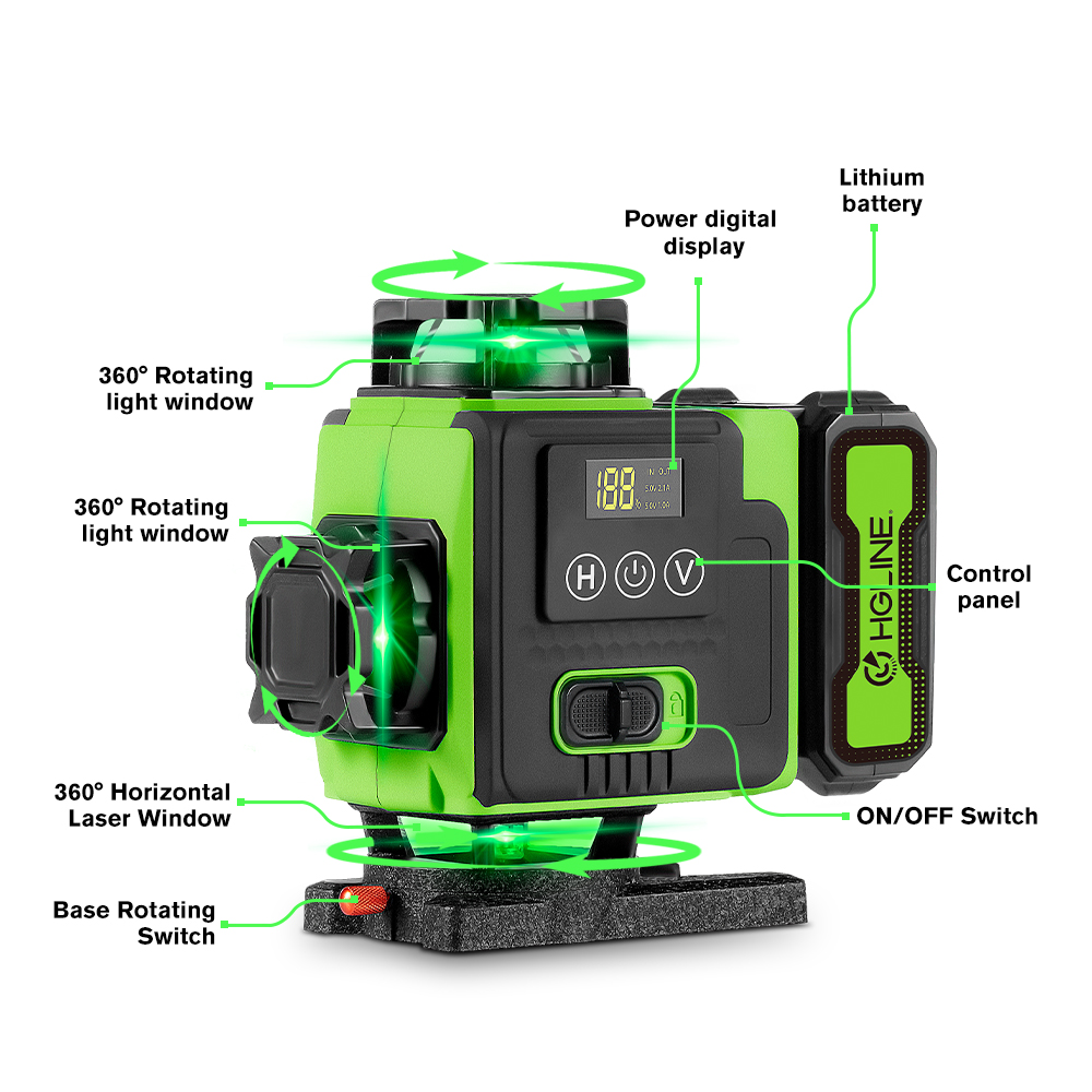 4D 16-line laser level, self-l - огляд і ціна Laser Level 16 Lines 4D Green