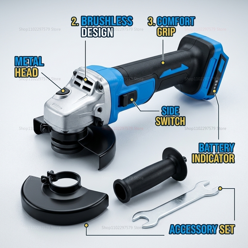 Cordless Brushless Angle Grind - огляд і ціна Brushless Angle Grinder Battery Powered